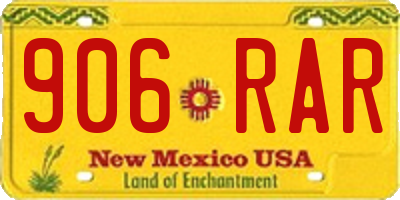 NM license plate 906RAR