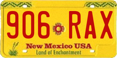 NM license plate 906RAX