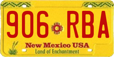 NM license plate 906RBA
