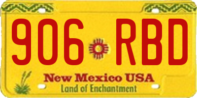 NM license plate 906RBD