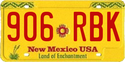NM license plate 906RBK