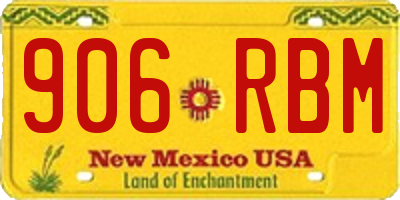 NM license plate 906RBM