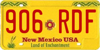 NM license plate 906RDF