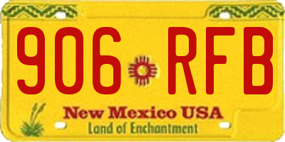 NM license plate 906RFB
