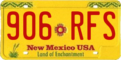 NM license plate 906RFS