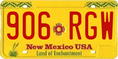 NM license plate 906RGW