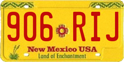NM license plate 906RIJ
