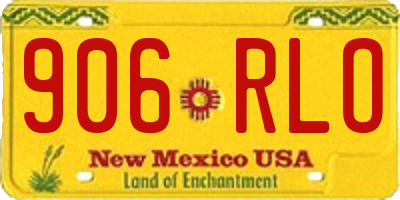 NM license plate 906RLO