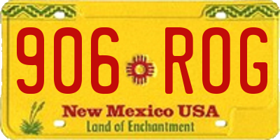 NM license plate 906ROG