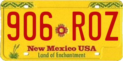 NM license plate 906ROZ
