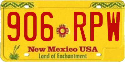 NM license plate 906RPW