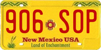 NM license plate 906SOP