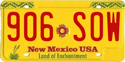 NM license plate 906SOW