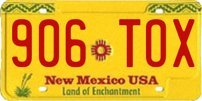 NM license plate 906TOX
