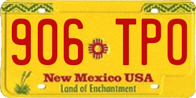 NM license plate 906TPO
