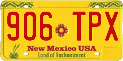 NM license plate 906TPX