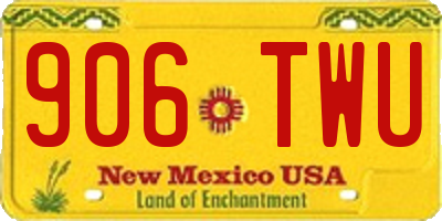 NM license plate 906TWU
