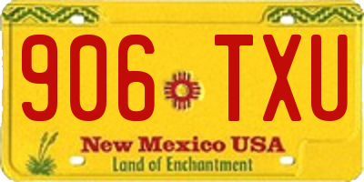 NM license plate 906TXU