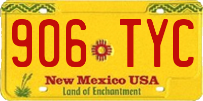 NM license plate 906TYC