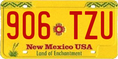 NM license plate 906TZU