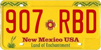 NM license plate 907RBD