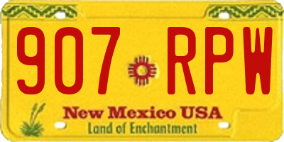 NM license plate 907RPW