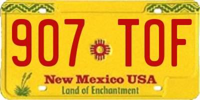 NM license plate 907TOF