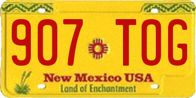 NM license plate 907TOG