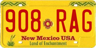 NM license plate 908RAG