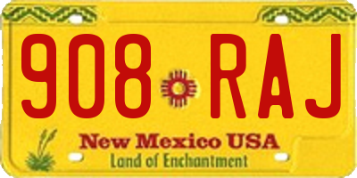 NM license plate 908RAJ