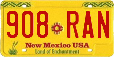 NM license plate 908RAN