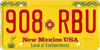 NM license plate 908RBU