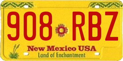 NM license plate 908RBZ