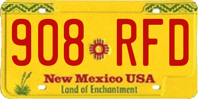 NM license plate 908RFD