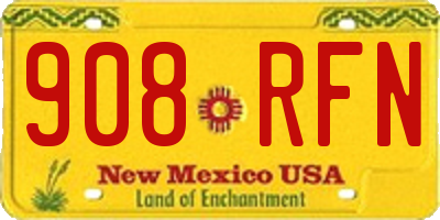 NM license plate 908RFN