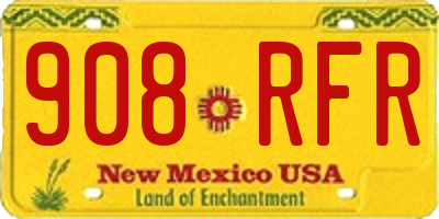 NM license plate 908RFR