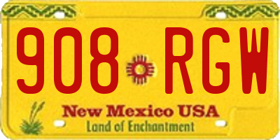NM license plate 908RGW