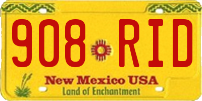 NM license plate 908RID
