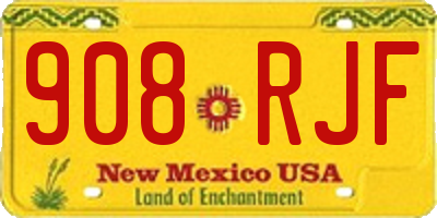 NM license plate 908RJF