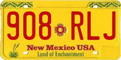 NM license plate 908RLJ