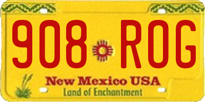NM license plate 908ROG