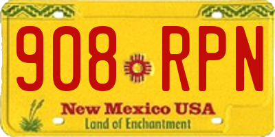 NM license plate 908RPN