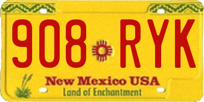 NM license plate 908RYK