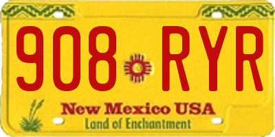 NM license plate 908RYR