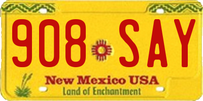 NM license plate 908SAY