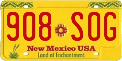 NM license plate 908SOG