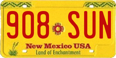NM license plate 908SUN