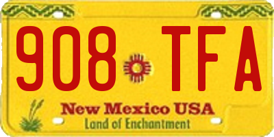 NM license plate 908TFA