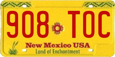 NM license plate 908TOC