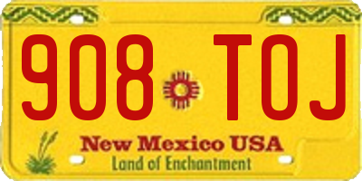 NM license plate 908TOJ
